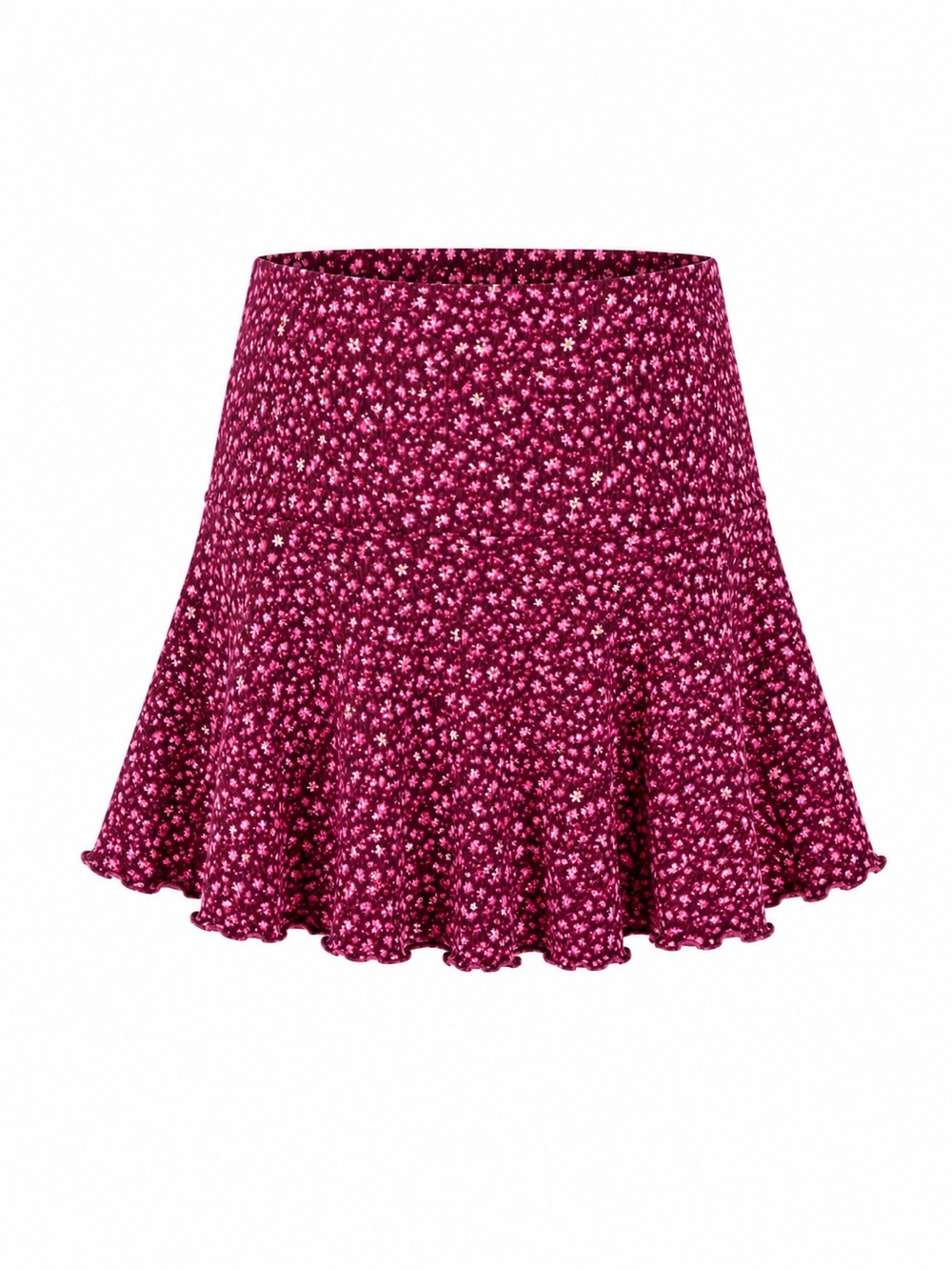 Gap Kids Burgundy Floral Corduroy High Waist Ruffle Skirt
